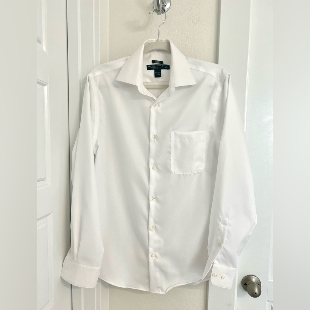 Pronto Uomo Slim Fit Non- Iron White Dress Shirt, Size 15 32/33